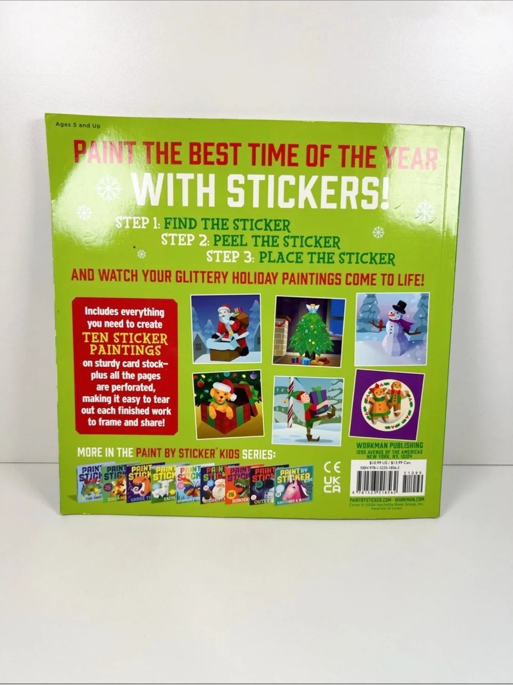 NEW Paint by Sticker Kids Holly Jolly Christmas Activity Book Holiday Mosaic Sti